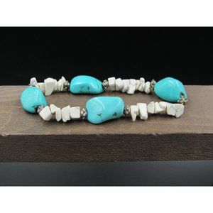 Blue And White Stone Expandable Bracelet Vintage Elegant Beautiful Everyday